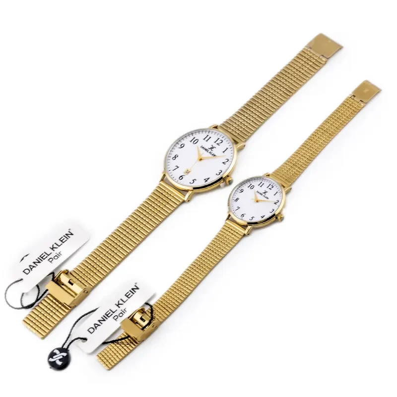 Daniel Klein White Dial Gold-tone Couple Set- DK.1.13577-5